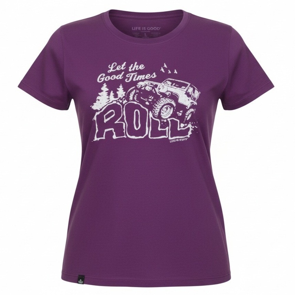 Life is Good T-Shirt Womens L Large Purple Let the Good Times Roll Crusher Tee